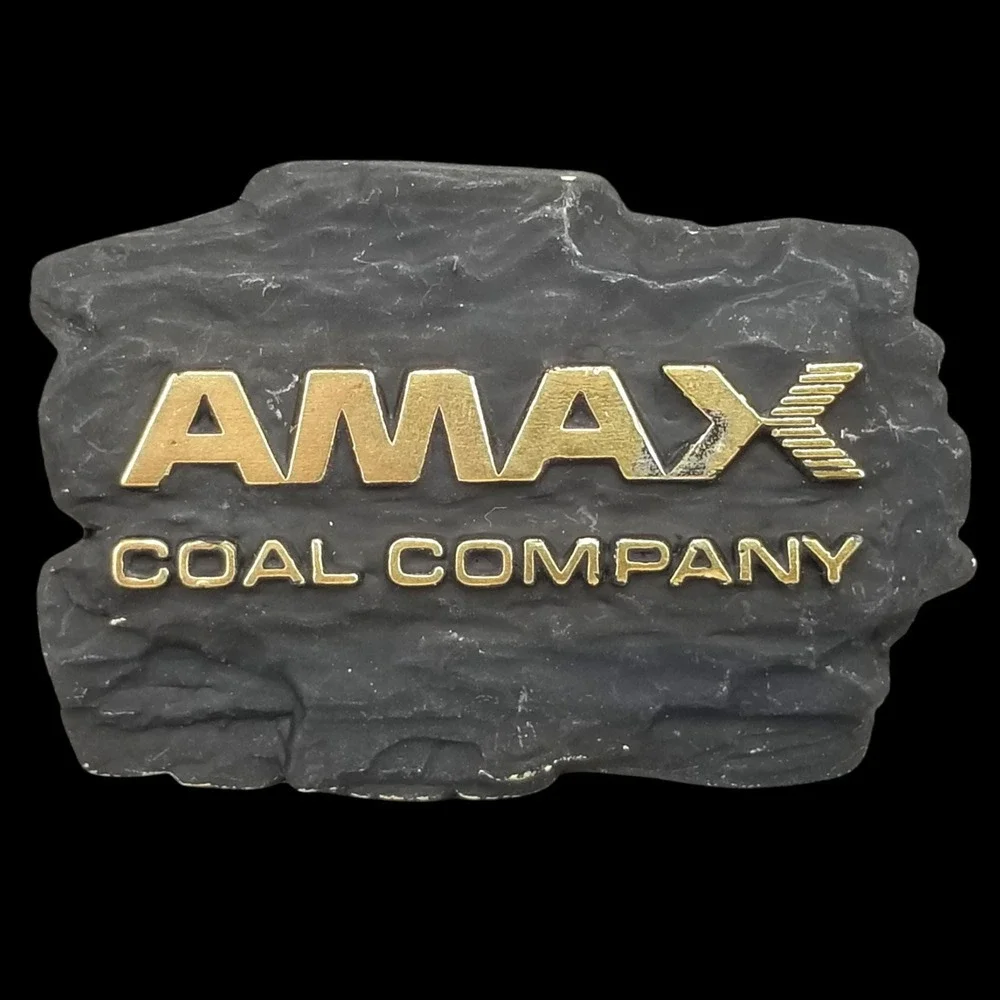 Vintage AMAX Coal Company Brass Belt Buckle -‎ Collectible USA Made